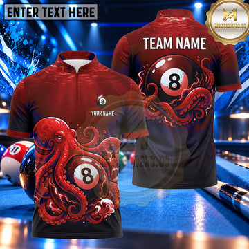 Maxcorners Deep Sea Octopus Tentacles 8 Ball Pool Multiple Options Personalized Name, Team Name 3D Shirt