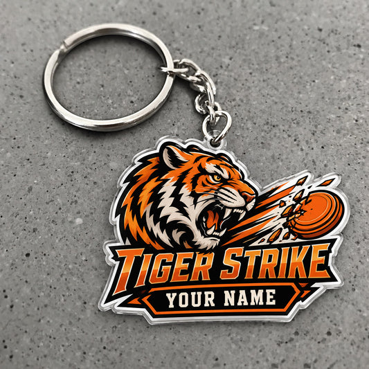 Maxcorners Clay Shooting Tiger Strike Tiger Clay Target Custom Name Custom Gift 2D Flat Acrylic Ornament, Keychain