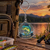 Maxcorners Blue Water Splash Fishing Artwork Personalized Name 2D Acrylic Keychain Ornament (8 Fish Species)