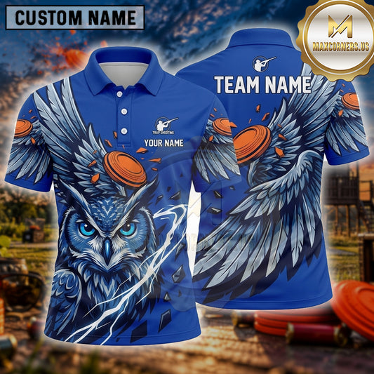 Maxcorners Trap Shooting Shirt Owl Multiple Options Personalized Name, Team Name 3D Shirt