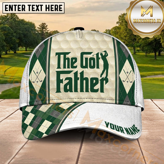 Maxcorners Golf The Golf Father Vintage Green Argyle Personalized Name 3D Cap