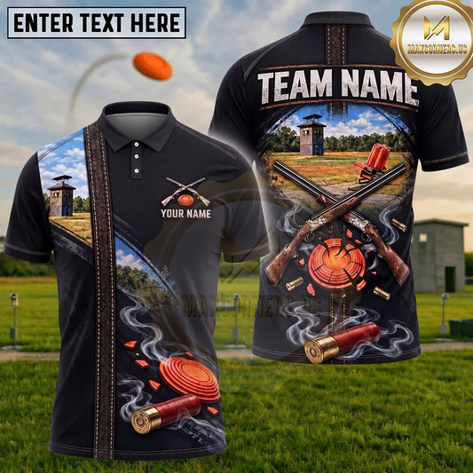 Maxcorners Trap Shooting Crossed Shotguns Shooting Range Scene Multiple Options Personalized Name, Team Name 3D Shirt