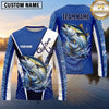 Maxcorners Fishing Shirt Blue Fish Scale Geometric Splash Multiple Options Personalized Name, Team Name 3D Long Sleeve Shirt (13 Fish Species)