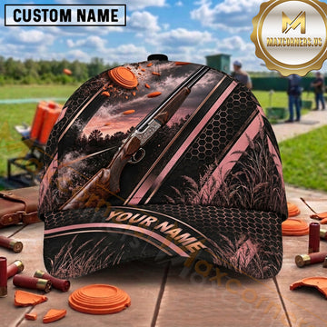 Maxcorners Trap Shooting Shotgun Pine Forest Clay Targets Pull Graphic Multiple Options Personalized Name 3D Cap