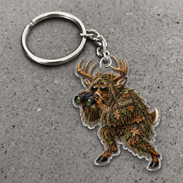 Maxcorners Deer Ghillie Suit Hunter Character Custom Name Trap Hunting Custom Gift 2D Flat Acrylic Ornament, Keychain