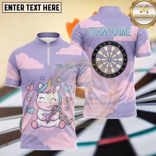 Maxcorners Magical Unicorn Pastel Cloud Dartboard Multiple Options Personalized Name, Team Name 3D Shirt