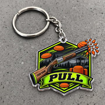 Maxcorners Trap Shooting Shooting Range Shotgun Badge Custom Name Trap Shooting Custom Gift 2D Flat Acrylic Ornament, Keychain