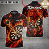 Maxcorners Darts Shirt Roaring Lion Flaming Dartboard and Dart Multiple Options Personalized Name, Team Name 3D Shirt
