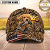Maxcorners Torn Woodland Camo Sunset Scene Duck Hunting Dog Cap, Multiple Breeds Personalized Name 3D Cap