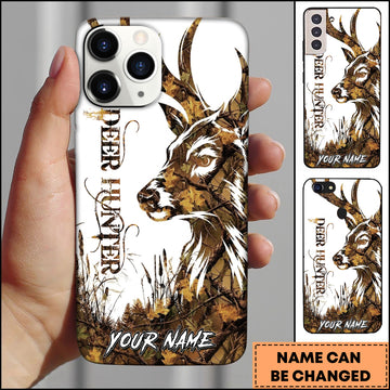 Maxcorners Deer Hunting Camo Silhouette Autumn Forest Multiple Options Personalized Name Phone Case