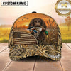 Maxcorners Golden Sunset American Flag Duck Hunting With Dogs Multi Options Personalized Name 3D Cap