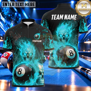 Maxcorners Ghostly Skull Lightning Storm Billiards Multiple Options Personalized Name, Team Name 3D Shirt