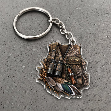 Maxcorners Hunting Gear Vest Boots Waterfowl Design Custom Name Trap Hunting Custom Gift 2D Flat Acrylic Ornament, Keychain