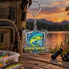 Maxcorners Blue Wave Fishing Emblem Personalized Name 2D Acrylic Keychain Ornament (8 Fish Species)