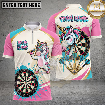 Maxcorners Darts Unicorn Dartboard Pastel Splash Art Multiple Options Personalized Name, Team Name 3D Shirt