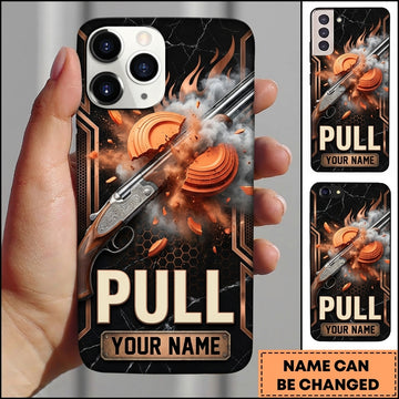 Maxcorners Dark Fire Shotgun Pull Clay Target Personalized Name Trap Shooting Phone Case