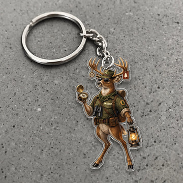 Maxcorners Deer Lantern Explorer Camping Character Custom Name Trap Hunting Custom Gift 2D Flat Acrylic Ornament, Keychain