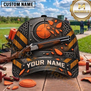Maxcorners Trap Shooting Industrial Clay Target Shotgun Multiple Options Personalized Name 3D Cap