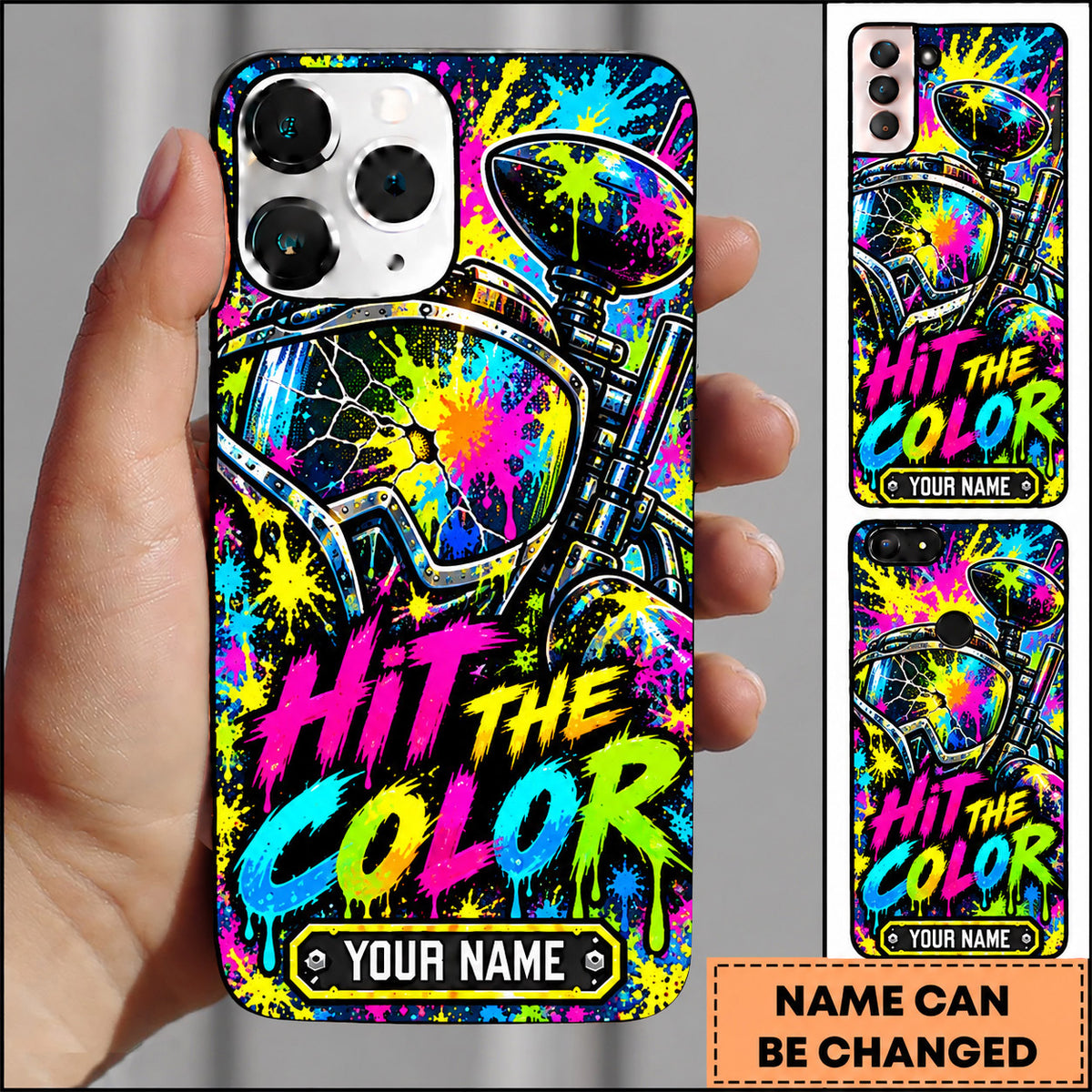 Maxcorners Paintball Hit The Color Action Player Personalized Name 3D Phone Case