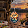 Maxcorners Retro Orange Sunset Fishing Artwork Personalized Name 2D Acrylic Keychain Ornament (8 Fish Species)