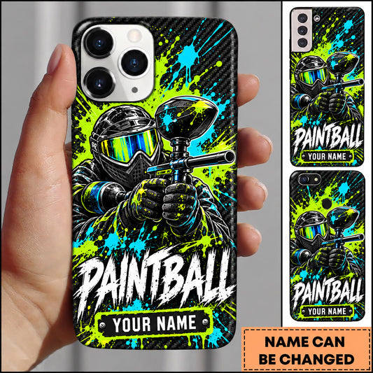 Maxcorners Paintball Electric Splatter Masked Warrior Personalized Name 3D Phone Case