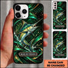 Maxcorners Fishing Dynamic Water Splash Abstract Pattern Multiple Options Personalized Name Phone Case (13 Fish Species)