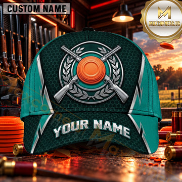 Maxcorners Crossed Shotguns Laurel Crest Trap Shooting Personalized Name 3D Cap