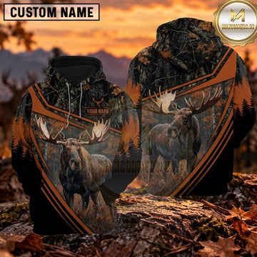Maxcorners Deer Hunting Wildlife Forest Scene Personalized Name 3D Hoodie