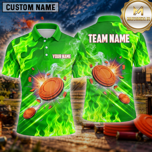 Maxcorners Trap Shooting Shirt Clay Target Shooting Shattered Disc Multiple Options Personalized Name, Team Name 3D Shirt