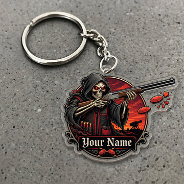 Maxcorners Grim Reaper Dynamic Shotgun Clay Design Custom Name Trap Shooting Custom Gift 2D Flat Acrylic Ornament, Keychain