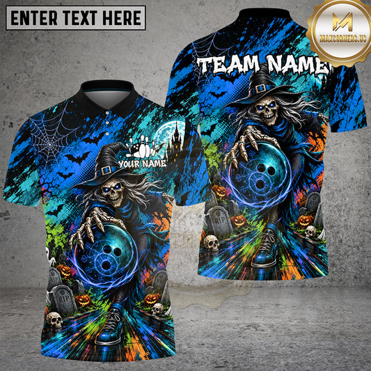 Maxcorners Bowling Grim Reaper Halloween Graveyard Multiple Options Personalized Name, Team Name 3D Shirt