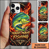 Maxcorners Fishing Flaming Carbon Fiber Artwork Multiple Options Personalized Name Phone Case (13 Fish Species)