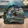 Maxcorners Personalized Fishing Cap with American Flag, Camo Lake Scene, Fishing Hook and Custom Name 3D Cap (12 Species)