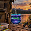 Maxcorners Neon Purple Night Fishing Artwork Personalized Name 2D Acrylic Keychain Ornament (8 Fish Species)