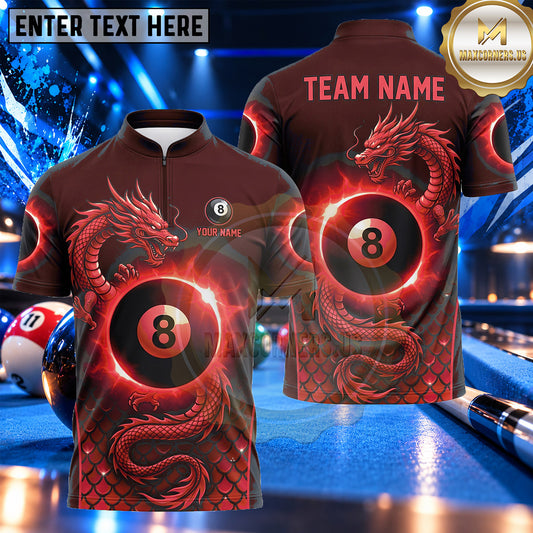 Maxcorners Mythical Dragon Fire Ring Billiards Multiple Options Personalized Name, Team Name 3D Shirt
