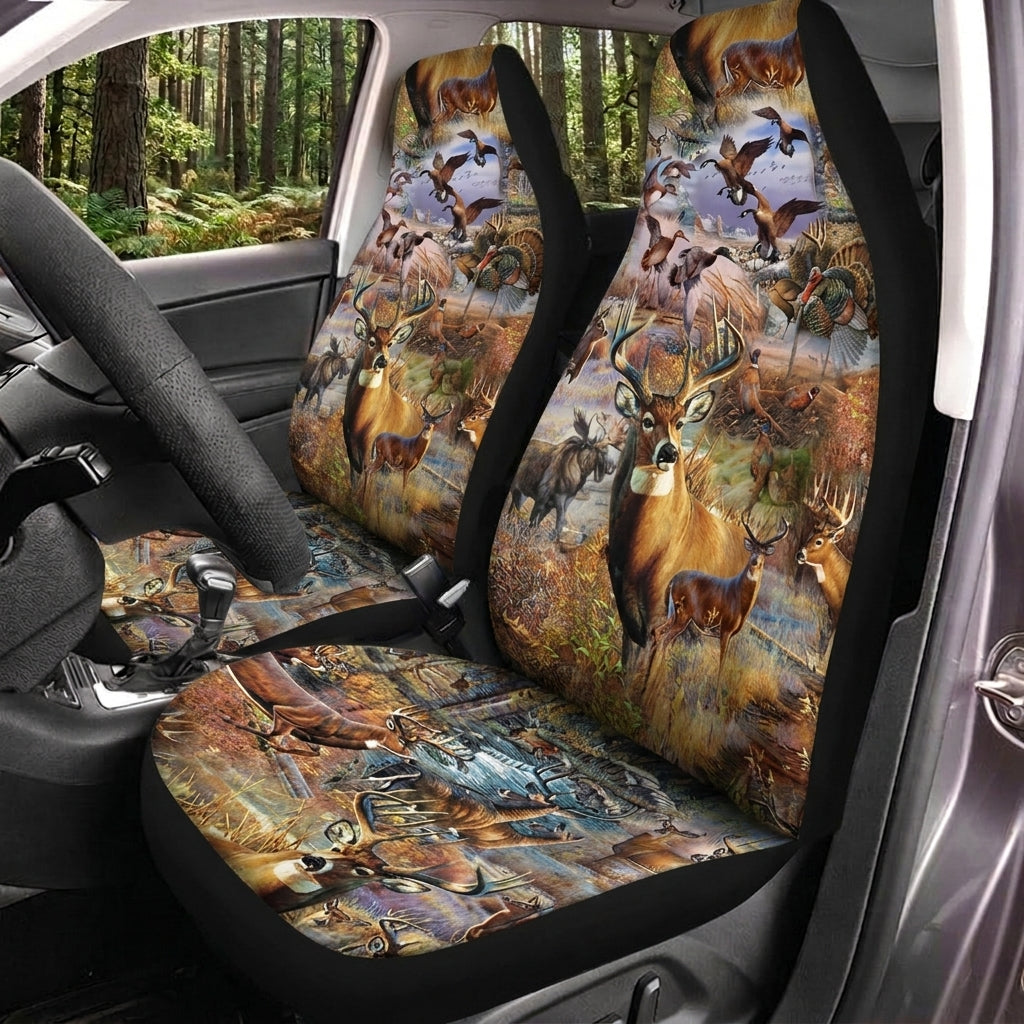 Maxcorners Deer Hunting Wildlife Forest Art Car Seat Covers