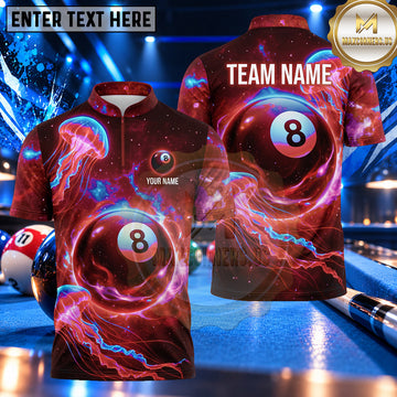 Maxcorners Cosmic Jellyfish Nebula Billiards Multiple Options Personalized Name, Team Name 3D Shirt