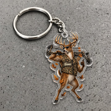 Maxcorners Funny Deer Rodeo Rider Character Custom Name Trap Hunting Custom Gift 2D Flat Acrylic Ornament, Keychain