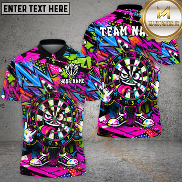 Maxcorners Darts Graffiti Cartoon Dartboard Street Art Design Multiple Options Personalized Name, Team Name 3D Shirt