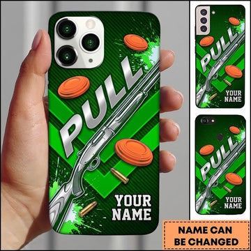Maxcorners Diagonal Shotgun Design Pull Clay Target Personalized Name Trap Shooting Phone Case