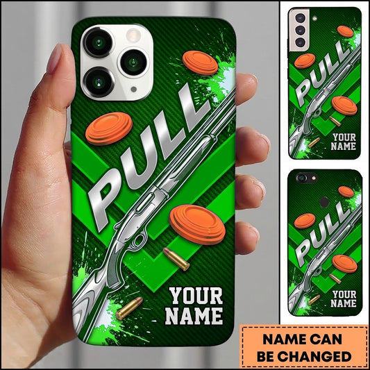Maxcorners Diagonal Shotgun Design Pull Clay Target Personalized Name Trap Shooting Phone Case