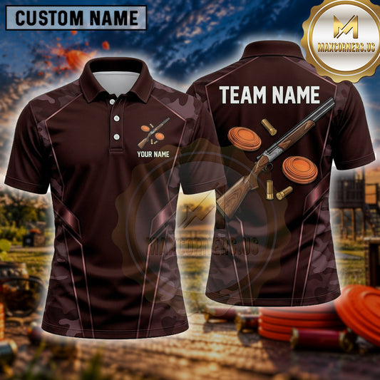 Maxcorners Trap Shooting Shirt Clay Shooting Minimalist Rifle Multiple Options Personalized Name, Team Name 3D Shirt