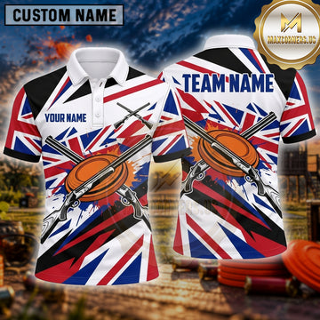 Maxcorners Trap Shooting Shirt Clay Target Shooting Union Jack Multiple Options Personalized Name, Team Name 3D Shirt