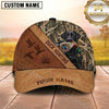 Maxcorners Rustic Leather Duck Hunting Cross Panel Duck Hunting With Dogs Multi Options Personalized Name 3D Cap