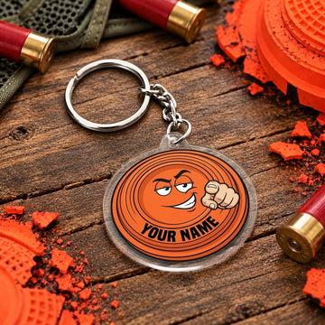 Maxcorners Grumpy Clay Target Coffee Cup Trap Shooting Personalized Name Acrylic Keychain