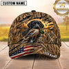 Maxcorners Torn Woodland Camo Sunset Scene Duck Hunting Dog Cap, Multiple Breeds Personalized Name 3D Cap