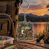 Maxcorners Rustic Woodland Fishing Artwork Personalized Name 2D Acrylic Keychain Ornament (8 Fish Species)
