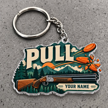 Maxcorners Pull Forest Shotgun Clay Target Scene Custom Name Trap Shooting Custom Gift 2D Flat Acrylic Ornament, Keychain