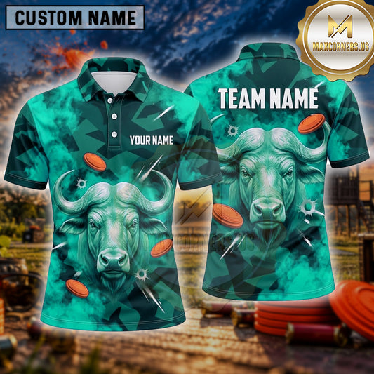 Maxcorners Trap Shooting Shirt Bull Powerful Charging Beast Multiple Options Personalized Name, Team Name 3D Shirt