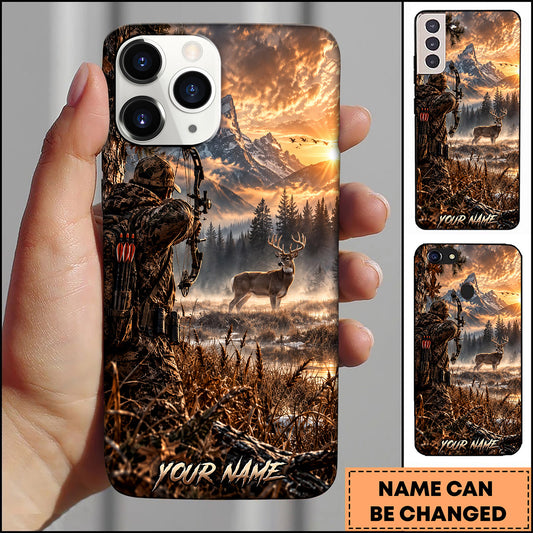 Maxcorners Hunting Mountain Lake Hunter Wilderness Personalized Name 3D Phone Case